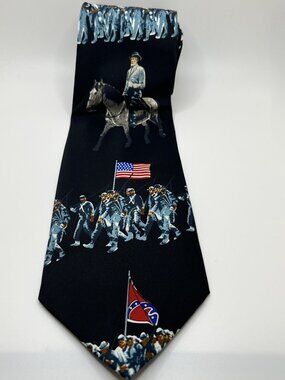 Civil War Scenes Men's Neck Tie Union Confederate Soldiers HIstory Blue Necktie